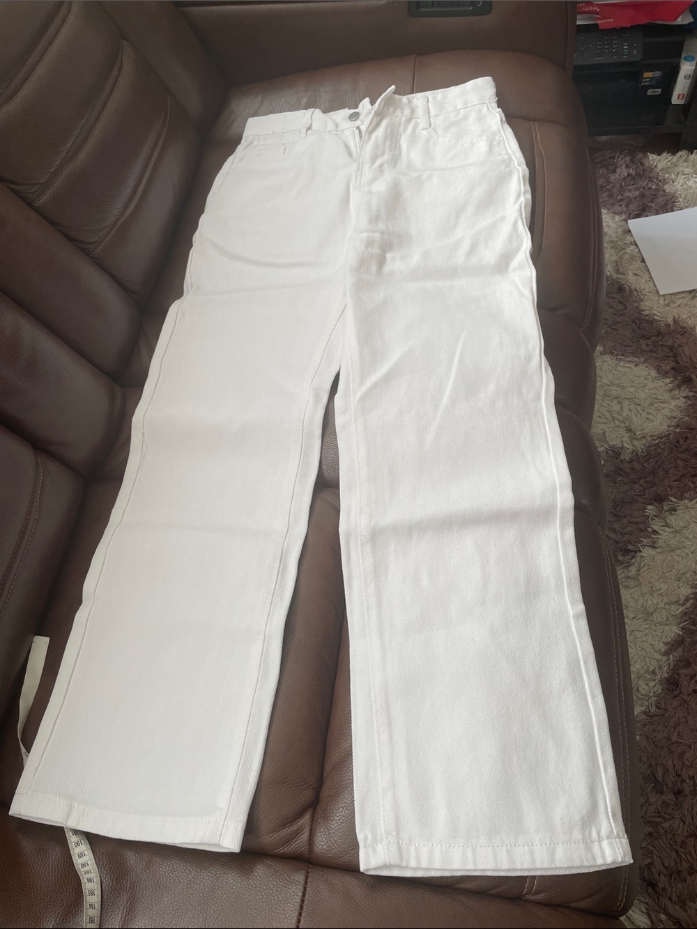 New Women's White Straight-Leg Jeans — Classic Clean Finish waist 14-1/2”